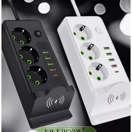 Удлинитель сетевой CCL-WX030 Type-C USB с беспроводной зарядкой, 3 розетки-3