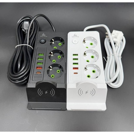 Удлинитель сетевой CCL-WX030 Type-C USB с беспроводной зарядкой, 3 розетки-4