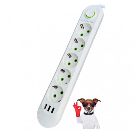 Удлинитель сетевой CCL YING CCL-021U 500В, 3 порта USB, 5 розетки-1
