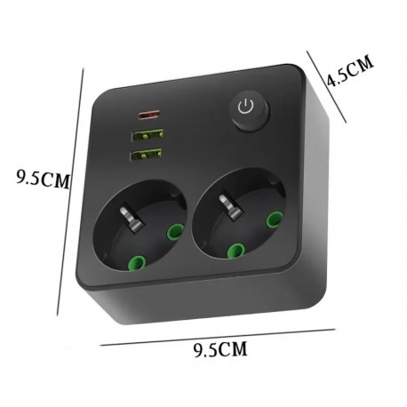 Удлинитель сетевой CCL YING CCL-060U Type-C 2 порта USB, 2 розеток, с выключателем-6