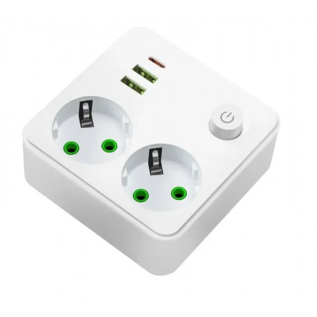 Удлинитель сетевой CCL YING CCL-060U Type-C 2 порта USB, 2 розеток, с выключателем