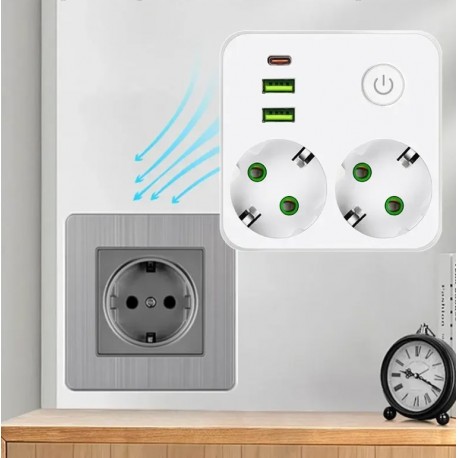 Удлинитель сетевой CCL YING CCL-060U Type-C 2 порта USB, 2 розеток, с выключателем-9