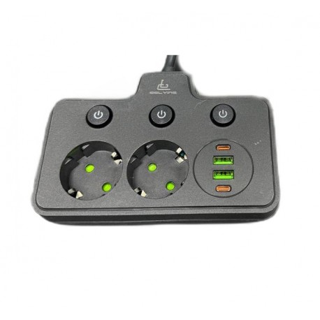 Удлинитель сетевой CCL YING CCL-061U Type-C 2 порта USB, 2 розеток, 3 выключателя-2