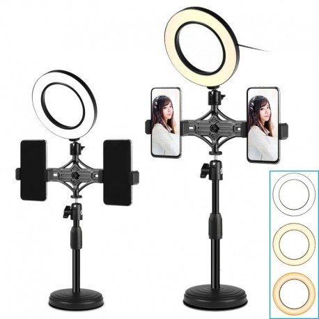 Кольцевая лампа для макияжа с 2 держателями для телефона Live Light Holder WS-868  оптом-2