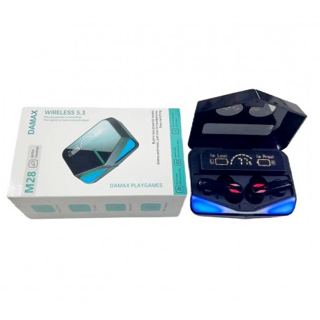 Игровые наушники-вкладыши M28 DAMAX PLAYGAMES WIRELESS 5.3 IPX-4 WS с микрофоном для геймеров  оптом-1