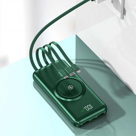 Беспроводное портативное зарядное устройство 20000 мАч с 4 кабелями  оптом-3