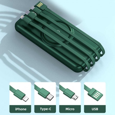 Беспроводное портативное зарядное устройство 20000 мАч с 4 кабелями  оптом-6