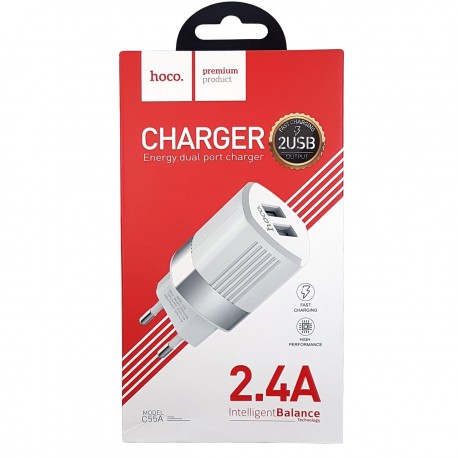 Сетевое зарядное устройство Hoco C55 с двумя USB портами  оптом-1