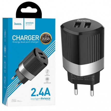 Сетевое зарядное устройство Hoco C55 с двумя USB портами  оптом-3