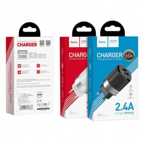 Сетевое зарядное устройство Hoco C55 с двумя USB портами  оптом