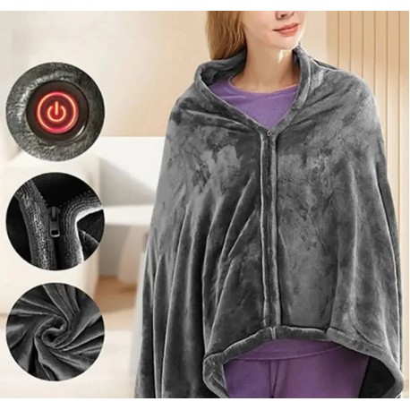 Одеяло-шаль ELECTRIC HEATINGOUTER SHAWL BLANKET из коралловой фланели с подогревом-1