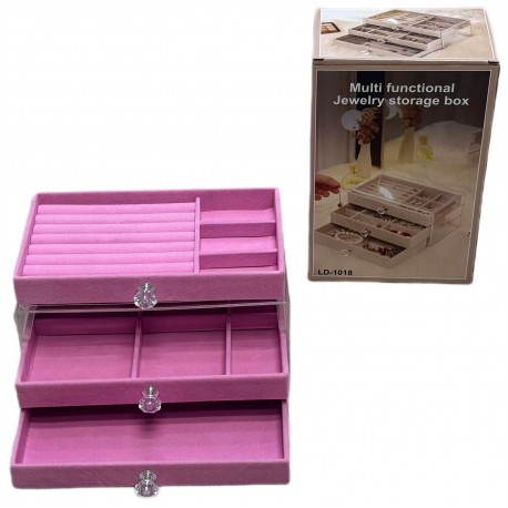 Трехъярусная шкатулка для бижутерии и украшений LD-1018  оптом-2