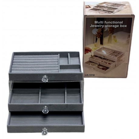 Трехъярусная шкатулка для бижутерии и украшений LD-1018  оптом-3