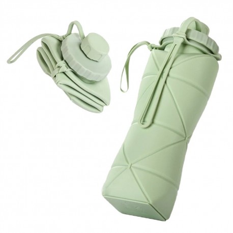 Складная силиконовая бутылка для воды спортивная 600 мл  оптом-1