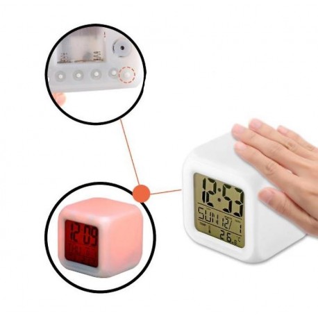 Будильник КУБ с Разноцветной Подсветкой Color Change  оптом-7