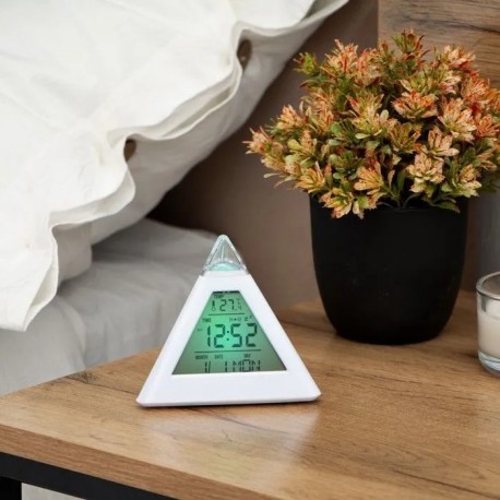 Часы-будильник Светящаяся Пирамида с термометром, календарем  оптом-6
