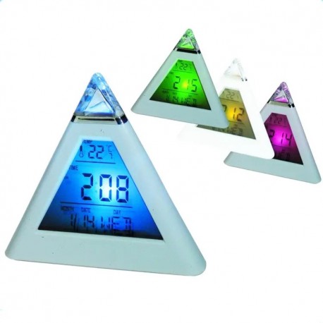 Часы-будильник Светящаяся Пирамида с термометром, календарем  оптом-4