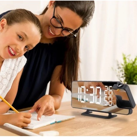 Электронные настольные часы-будильник DS-3718LW с проекцией и термометром оптом-5