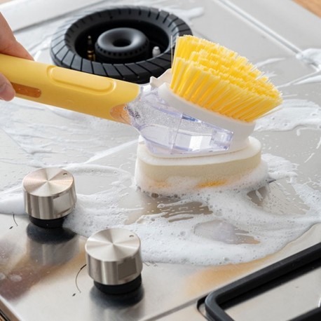 Щетка двухсторонняя для мытья посуды с емкостью Dish Wand Scrub Brush  оптом-6