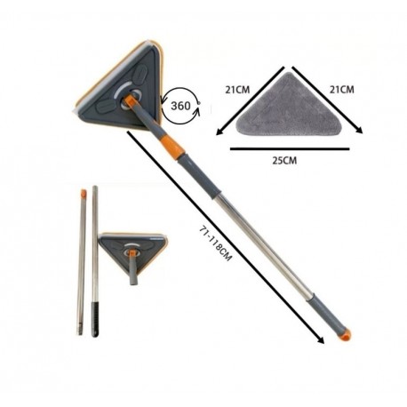 Телескопическая щетка для мытья окон треугольная  оптом-3