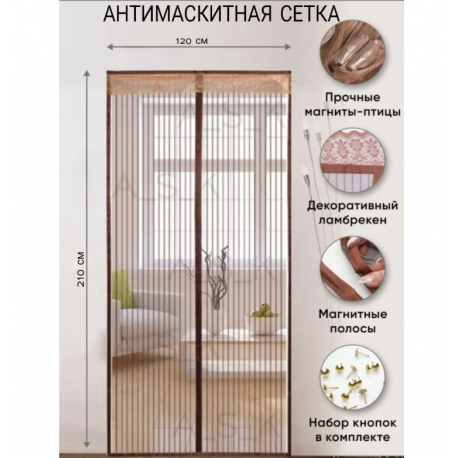 Москитная сетка для двери на магнитах с кружевом 100 х 210 см  оптом-2