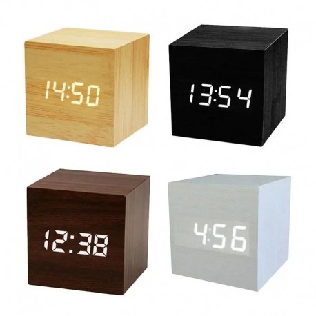Деревянные электронные часы-будильник КУБИК  оптом-1