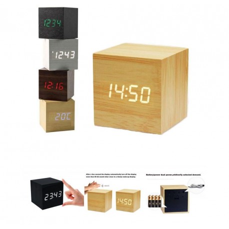 Деревянные электронные часы-будильник КУБИК  оптом-4