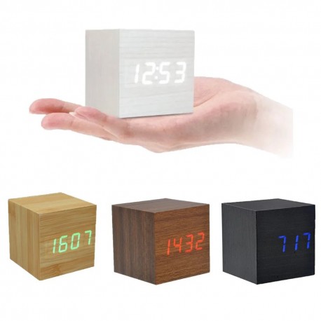 Деревянные электронные часы-будильник КУБИК  оптом-2
