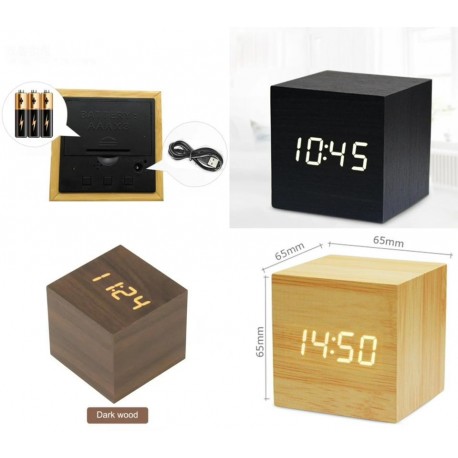 Деревянные электронные часы-будильник КУБИК  оптом-7
