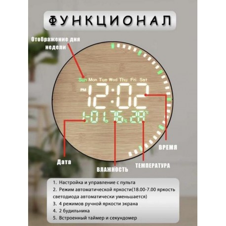 Электронные часы с термометром, круглые с пультом оптом-3