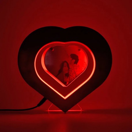 Магнитная левитационная квадратная фоторамка СЕРДЦЕ для дома, офиса LED подсветка  оптом-6
