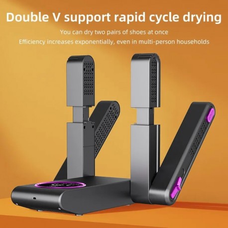 Сушилка для обуви для 2 пары с цифровым дисплеем, серая  оптом-5