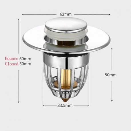 Стопорная сливная крышка для ванной, раковины СМИК BOUNCE CORE от засорения  оптом-5