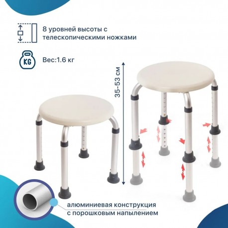 Стул-табурет ТИТАН для пожилых и инвалидов с регулировкой высоты  оптом-4