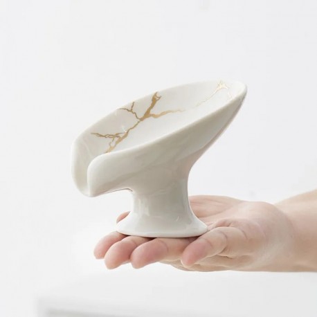 Мыльница керамическая настольная со сливом 9 х 13 х 8 см-1