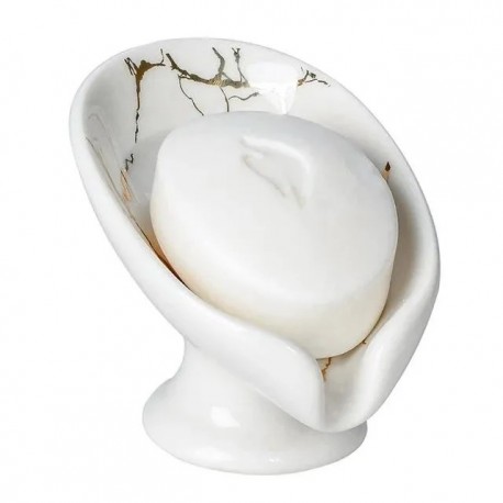 Мыльница керамическая настольная со сливом 9 х 13 х 8 см