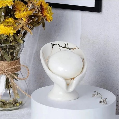 Мыльница керамическая настольная со сливом 9 х 13 х 8 см-4