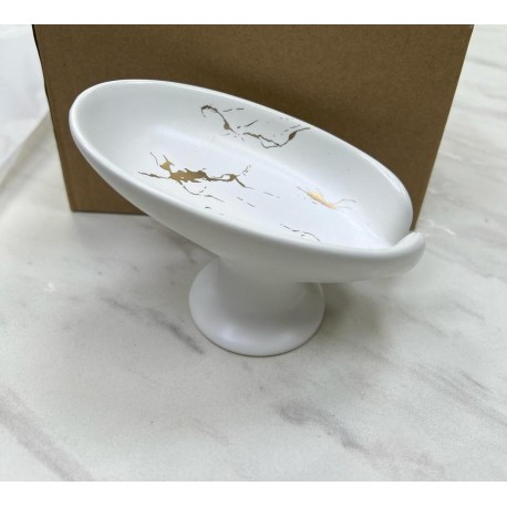 Мыльница керамическая настольная со сливом 9 х 13 х 8 см-6