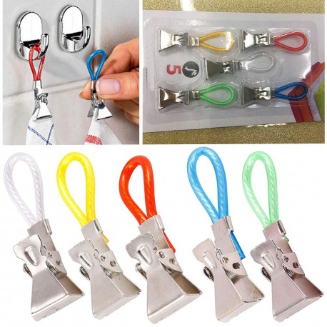 Набор прищепок для полотенец с петелькой на крючки, 5 шт  оптом-7