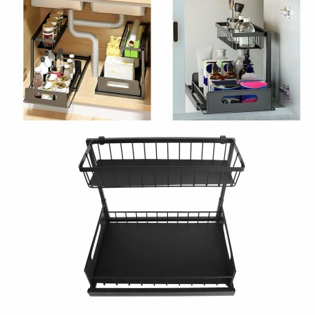 2-ярусный кухонный органайзер для хранения под раковиной-1