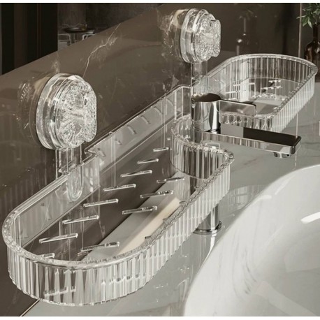 Навесная полка-мыльница для ванной на вакуумной присоске-2