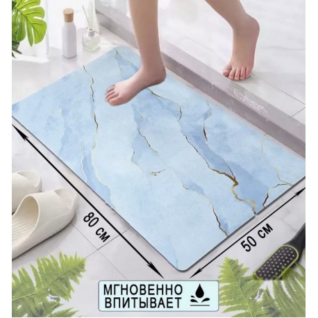 Противоскользящий коврик для ванной 50*80 см, бело-серый мрамор  оптом-1