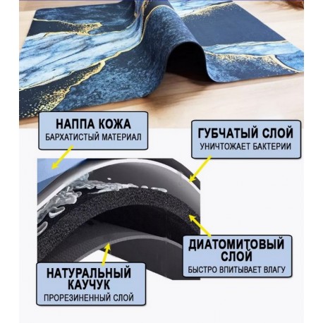 Противоскользящий коврик для ванной 50*80 см, бело-серый мрамор  оптом-4