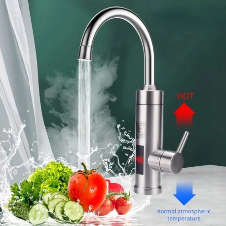 Водонагреватель проточный электрический с дисплеем, нержавеющая сталь  оптом-3