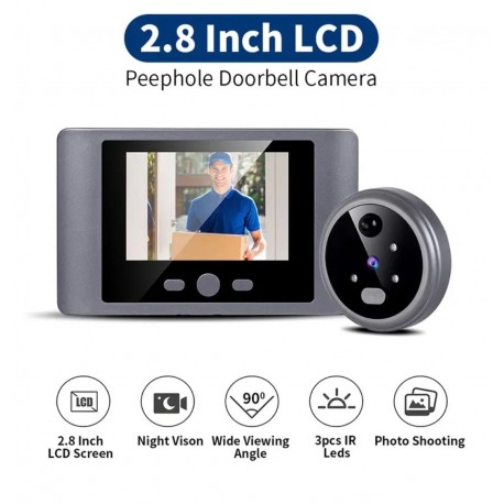 Умный беспроводной дверной видеоглазок с монитором 2,8 дюймов-8
