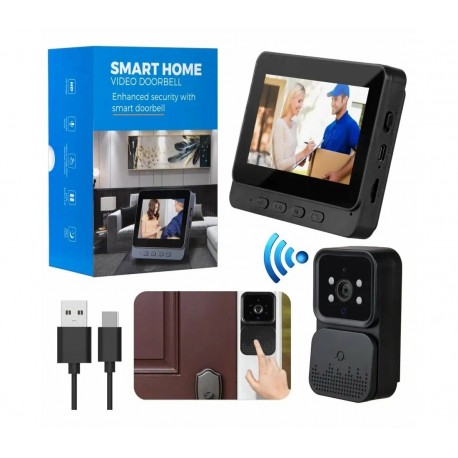 Видеодомофон Doorbell M10, дверной звонок с функцией видеовызова (4.3 дюйма)-1