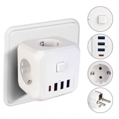 Тройник электрический для розетки с USB и Type-C  оптом-1