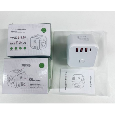 Тройник электрический для розетки с USB и Type-C  оптом-4