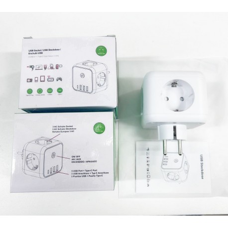 Тройник электрический для розетки с USB и Type-C  оптом-5