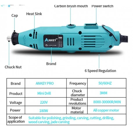 Шлифовальная машинка-гравер с насадками и гибким валом 350 предметов  оптом-4
